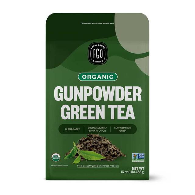 FGO Organic Loose Leaf Gunpowder Green Tea, 16 oz.