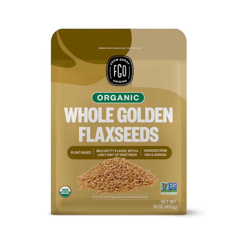 FGO Sproutable Organic Whole Golden Flax Seeds, 1 lb.