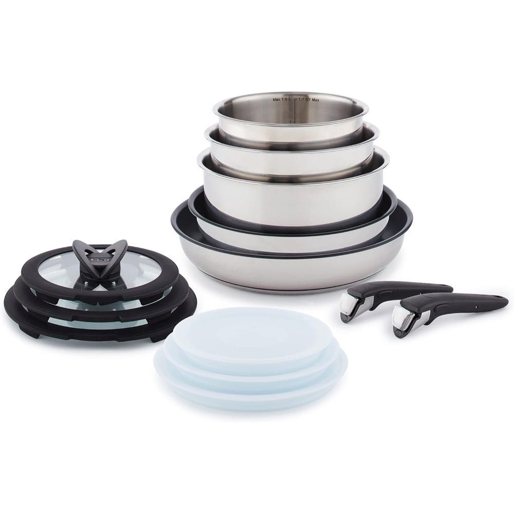 13-Piece T-Fal Stainless Steel Cookware Set w/ Detachable Handles