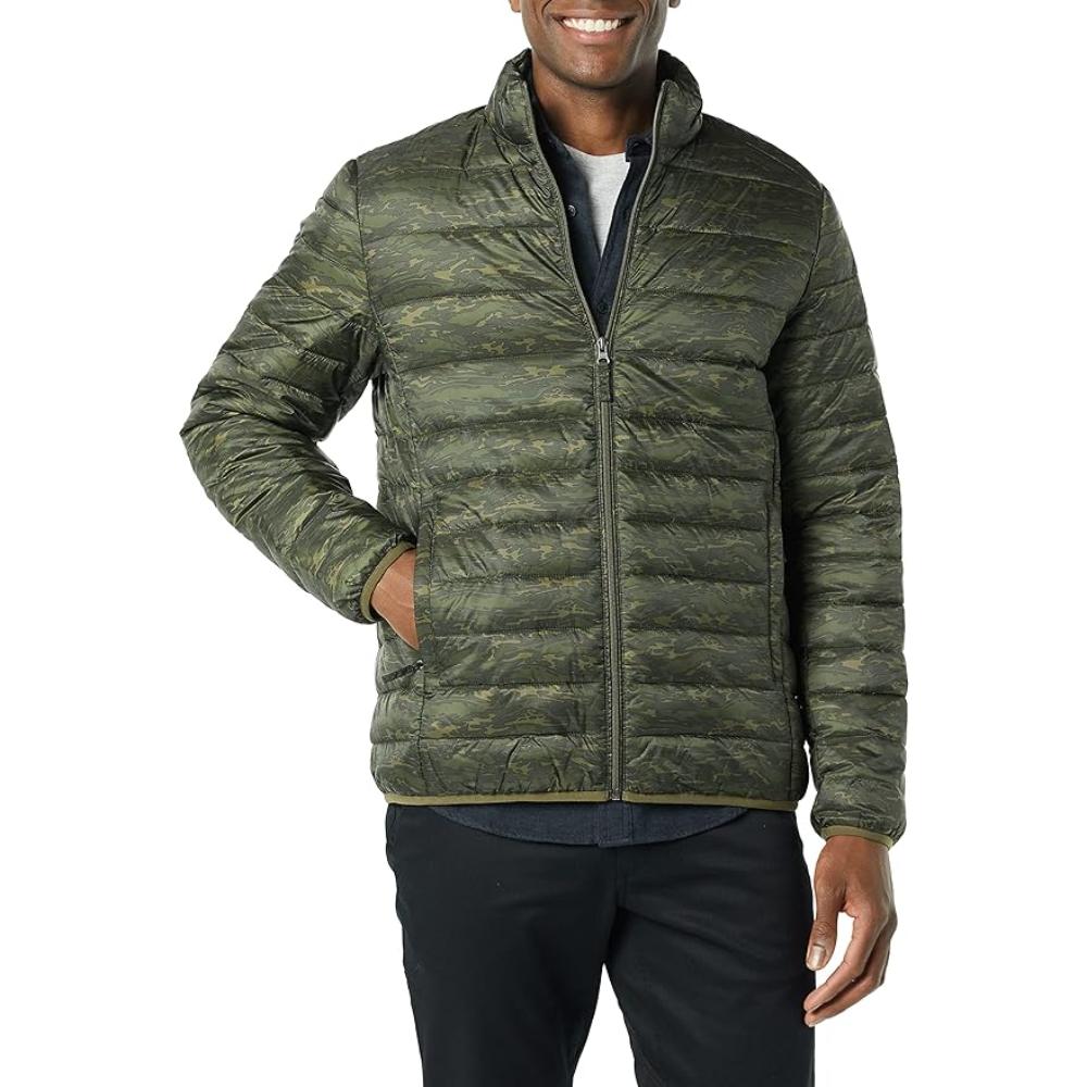 Amazon Essentials Packable Puffer Jacket (Green Camo, Various Sizes)