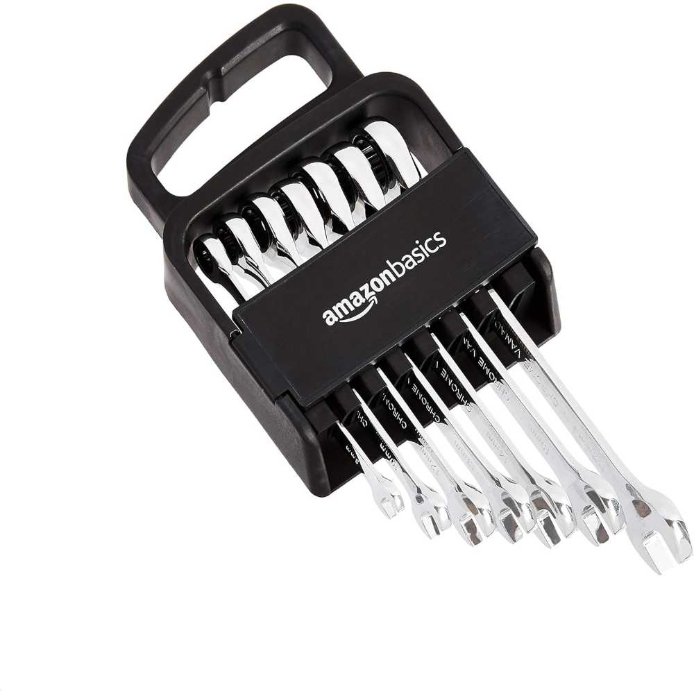 Amazon Basics 7-Piece Ratcheting Combination Wrench Set