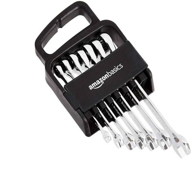 Amazon Basics 7-Piece Ratcheting Combination Wrench Set