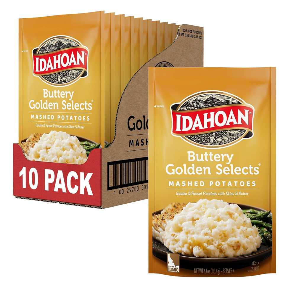 10-Pack Idahoan Buttery Golden Selects Mashed Potatoes, 4 oz.