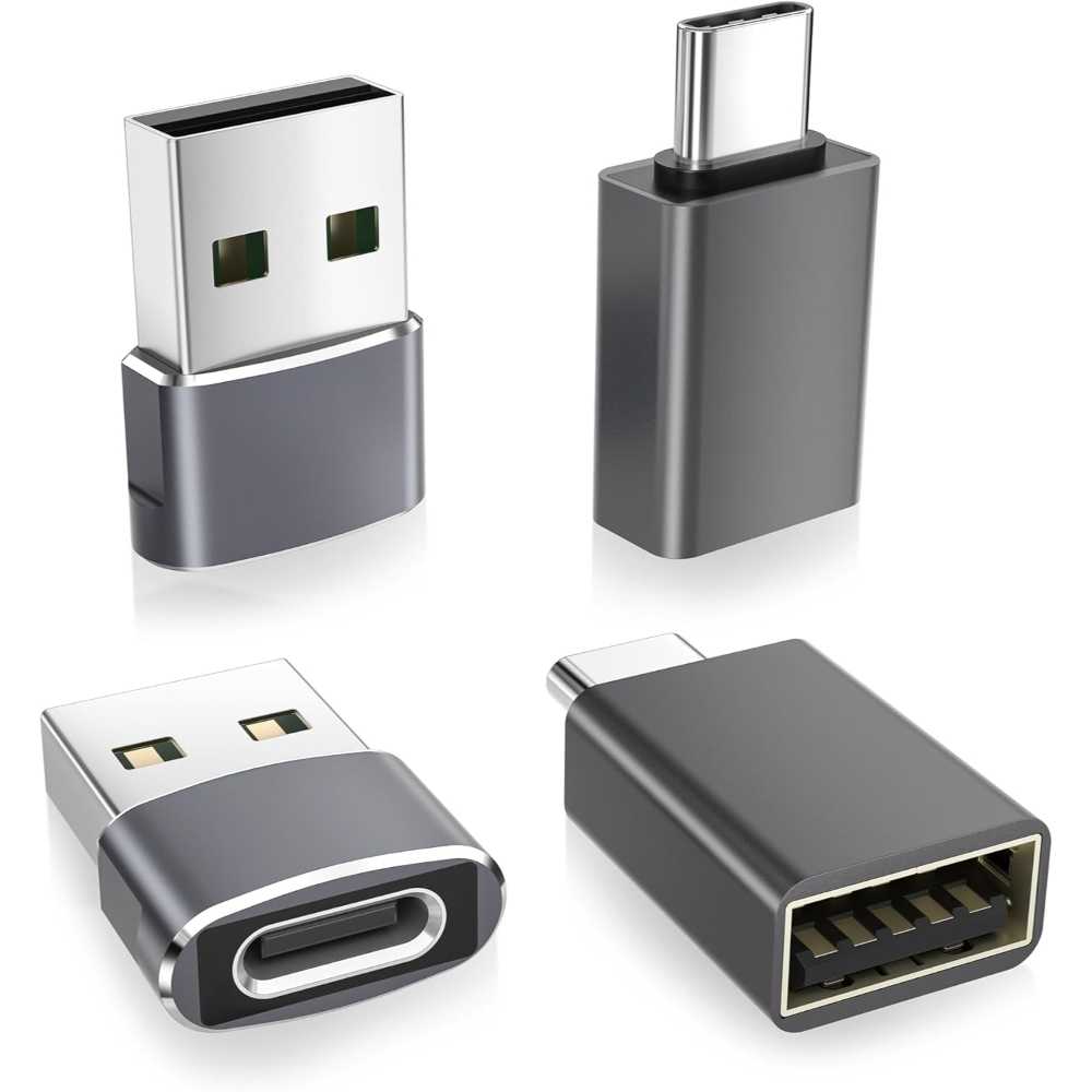 4-Pack Basesailor USB Adapters (2x USB-C to USB-A + 2x USB-A to USB-C)