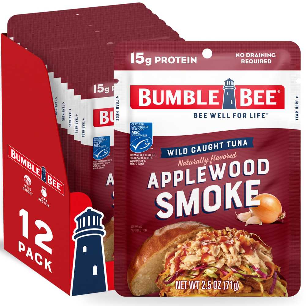 12-Pack Bumble Bee Applewood Smoke Tuna Pouch, 2.5 oz.