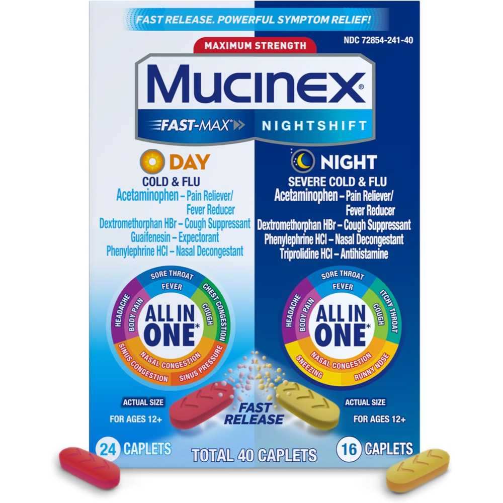 40-Pack Mucinex Fast-Max & Nightshift Day/Night Severe Cold & Flu Caplets