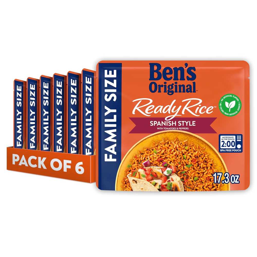 6-Pack Ben's Original Spanish Style Ready Rice, Family Size 17.3 oz.