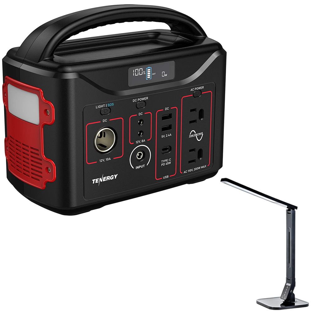 Tenergy 200W/300Wh LiFePO4 Power Station + 11W Desk Lamp