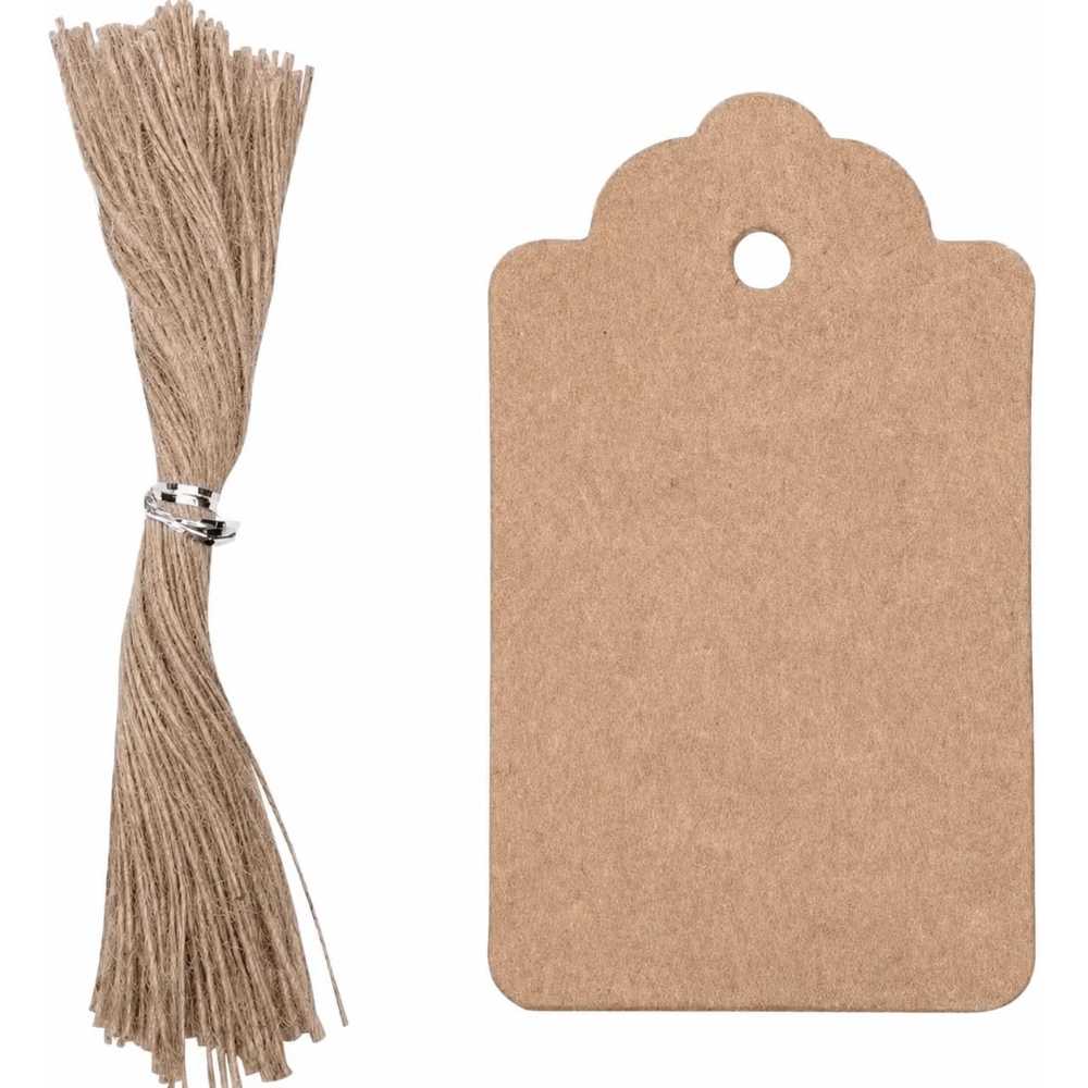 100-Pack Paper Hang Tags w/ Jute String