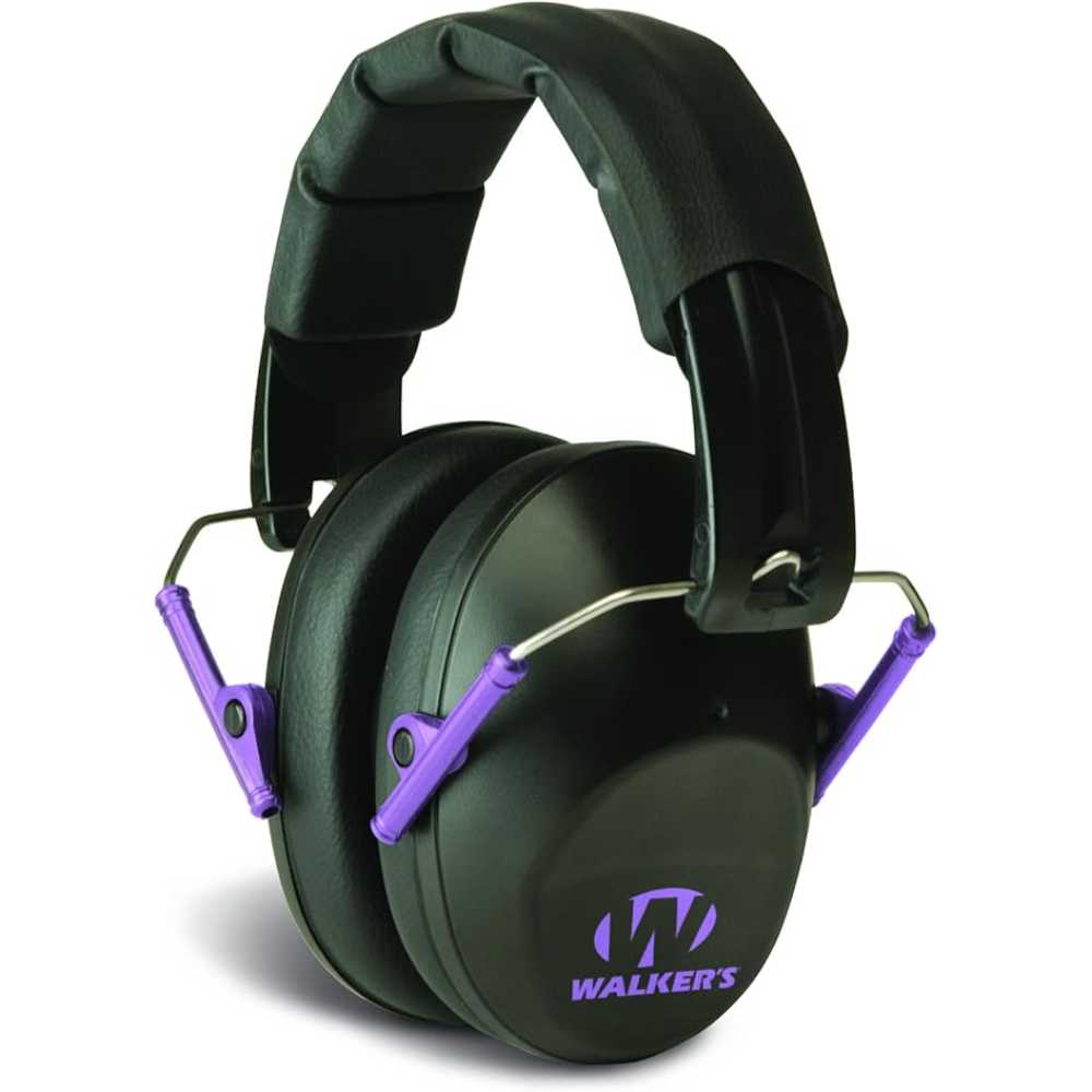 Walker's Low Profile Folding Earmuffs (Black/Purple)