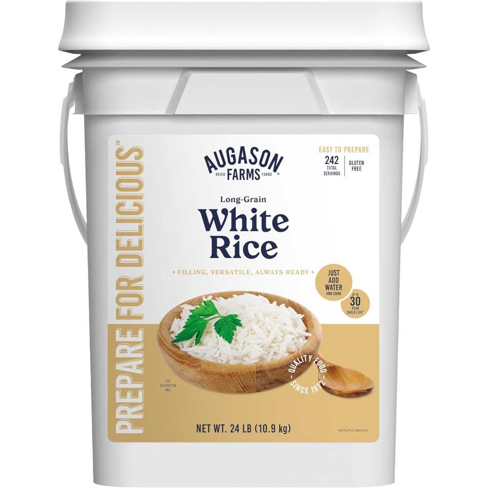 Augason Farms Long Grain White Rice Pail