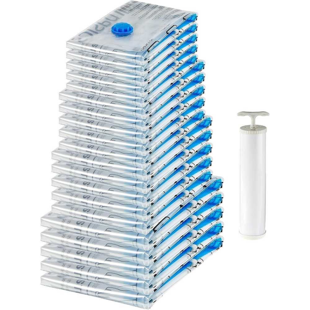 20-Pack Amazon Basics Vacuum Compression Space Saving Storage Bags w/ Hand Pump