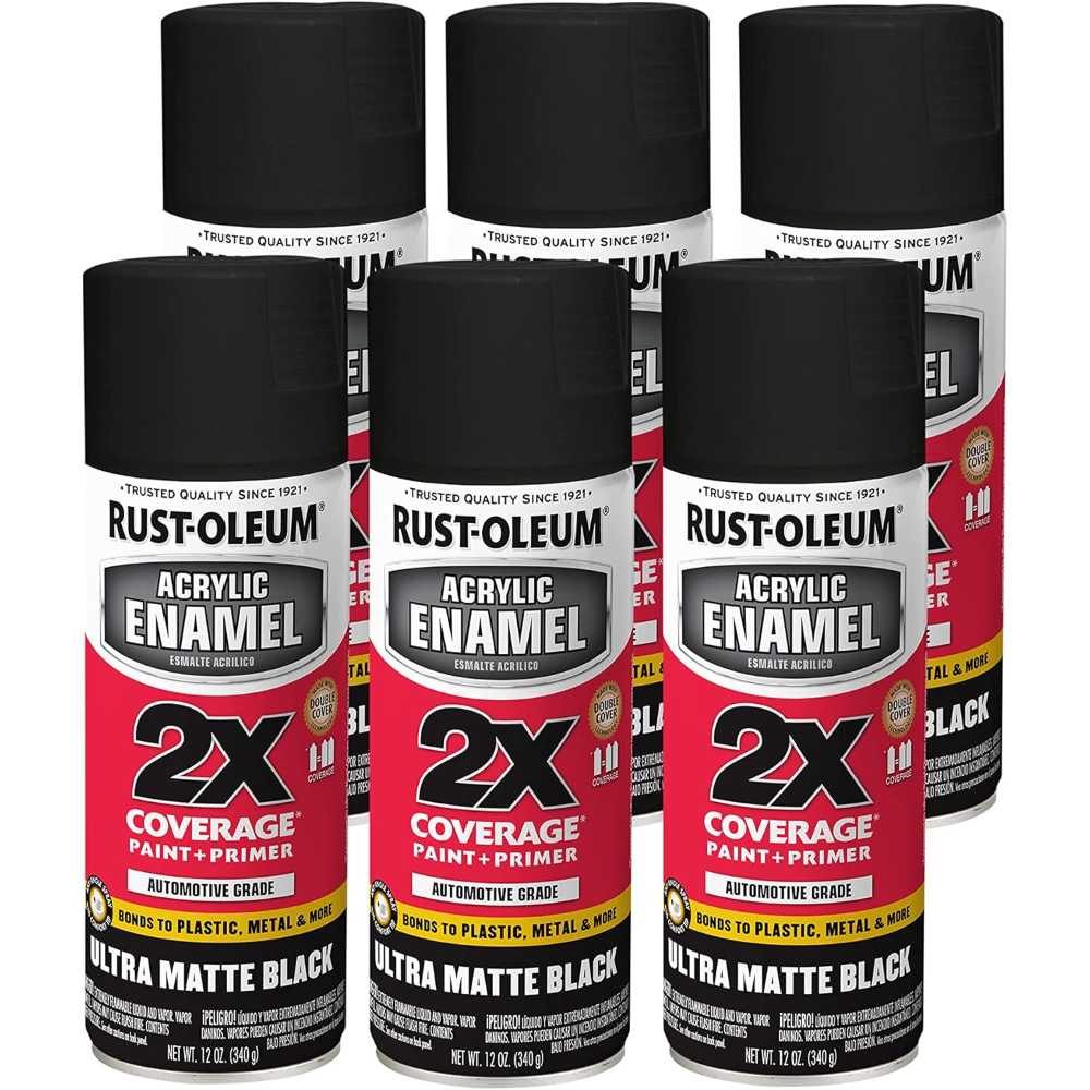 6-Pack Rust-Oleum Acrylic Enamel 2X Spray Paint, 12 oz. (Ultra Matte Black)