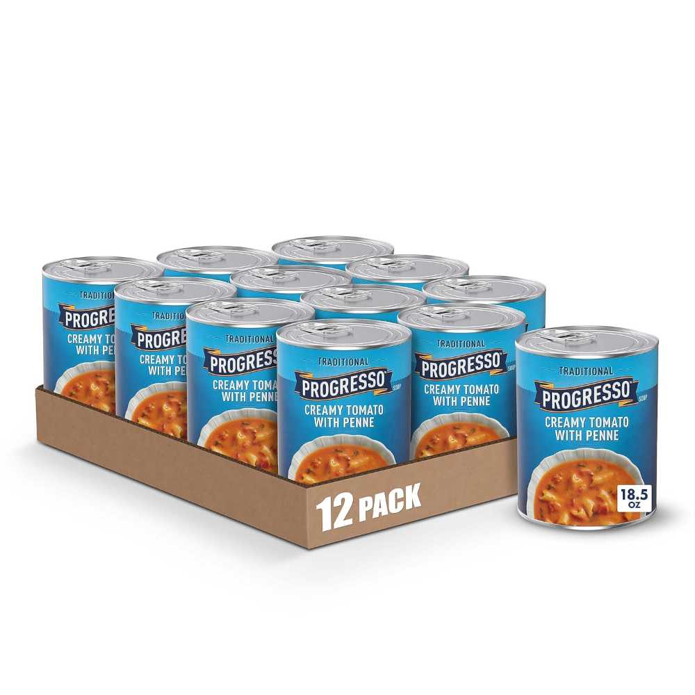 12-Pack Progresso Traditional Creamy Tomato w/ Penne Soup, 18.5 oz.