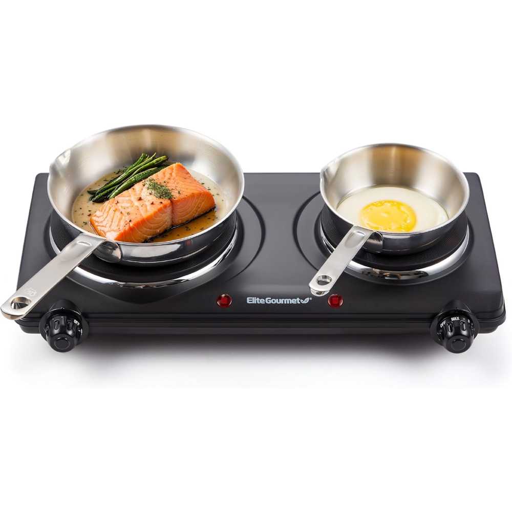 Elite Gourmet Electric Double Cast Iron Burner