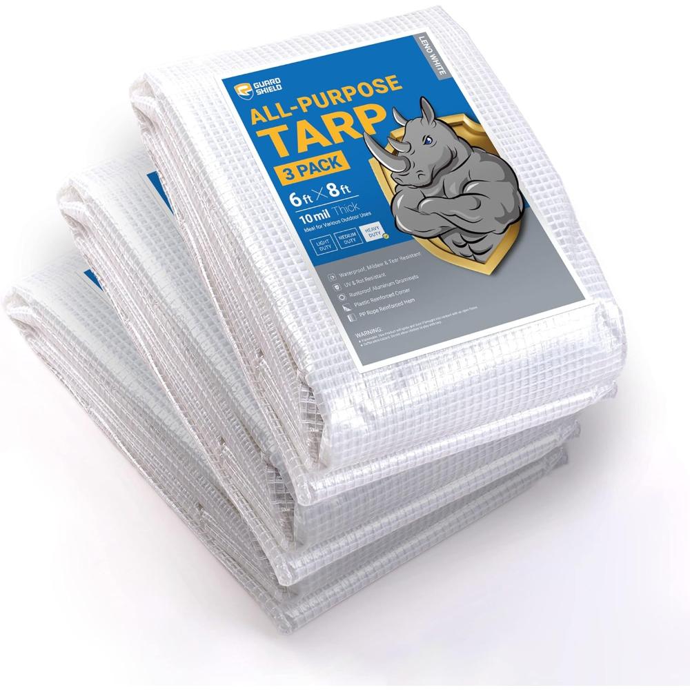 3-Pack Guard Shield Clear Greenhouse Tarps (6' x 8', 10-Mil)