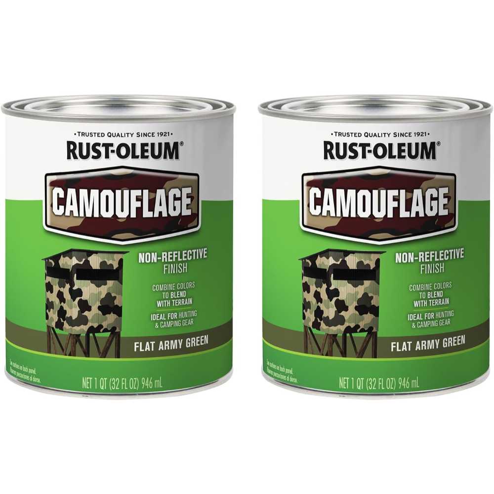 2-Pack Rust-Oleum Flat Army Green Camoflauge Paint, 32 oz.