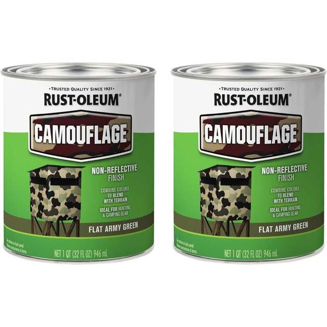 2-Pack Rust-Oleum Flat Army Green Camoflauge Paint, 32 oz.