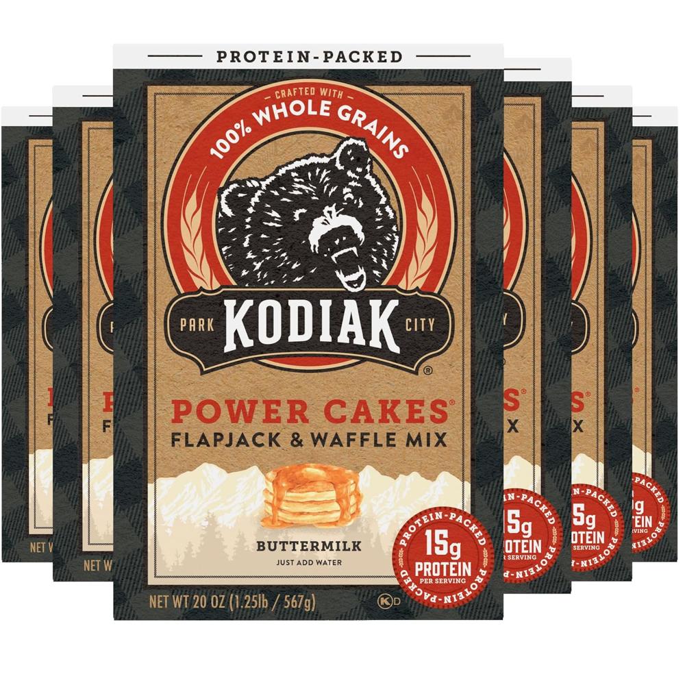 Prime Members: 6-Pack Kodiak Cakes Protein Flapjack & Waffle Baking Mix, 20 oz.