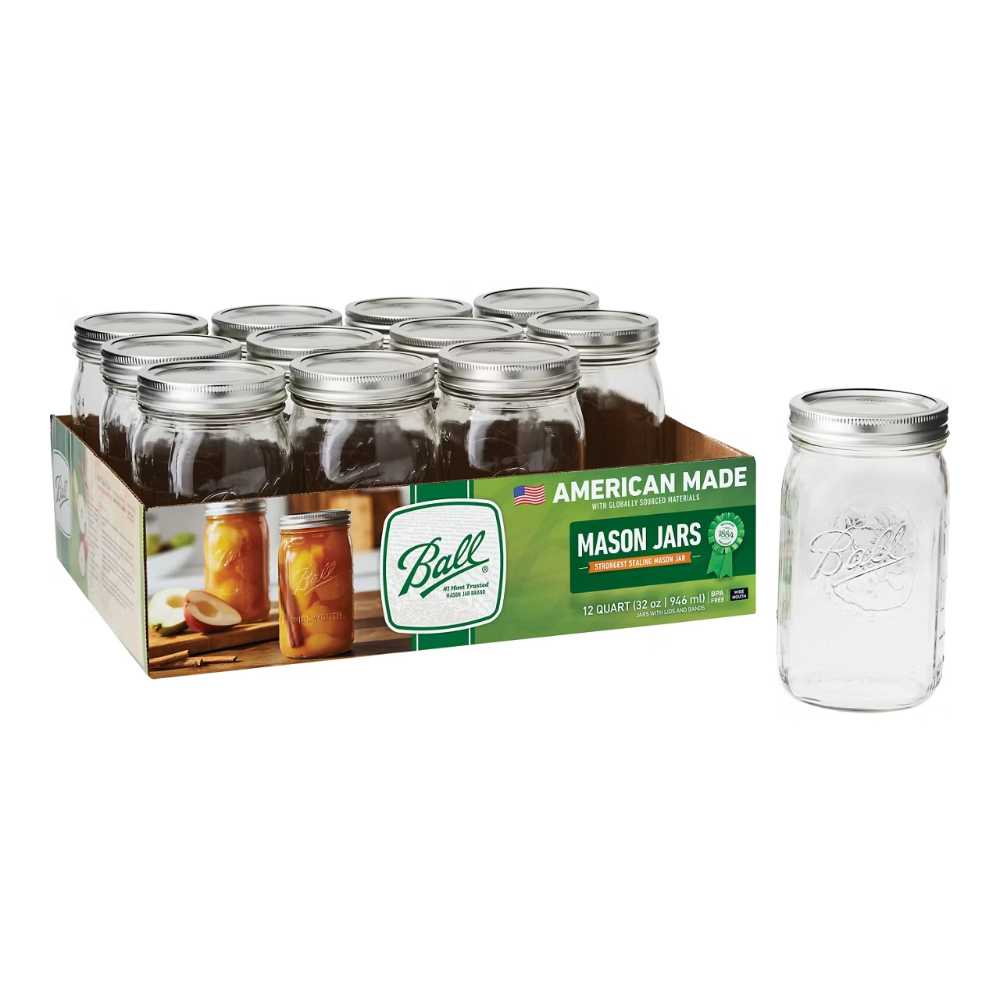 12-Pack Ball Wide Mouth 32 oz. Mason Jars w/ Lids & Bands