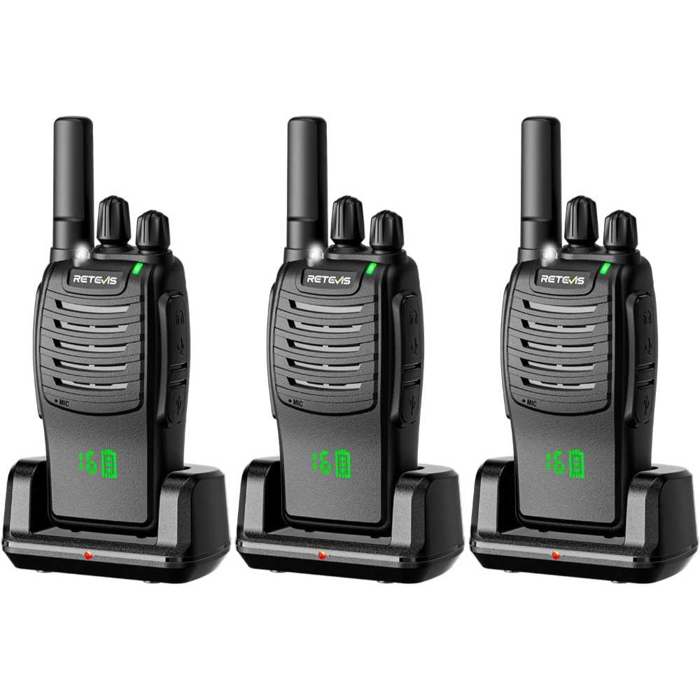 3-Pack Retevis H-777H USB-C Rechargeable FRS Walkie Talkies