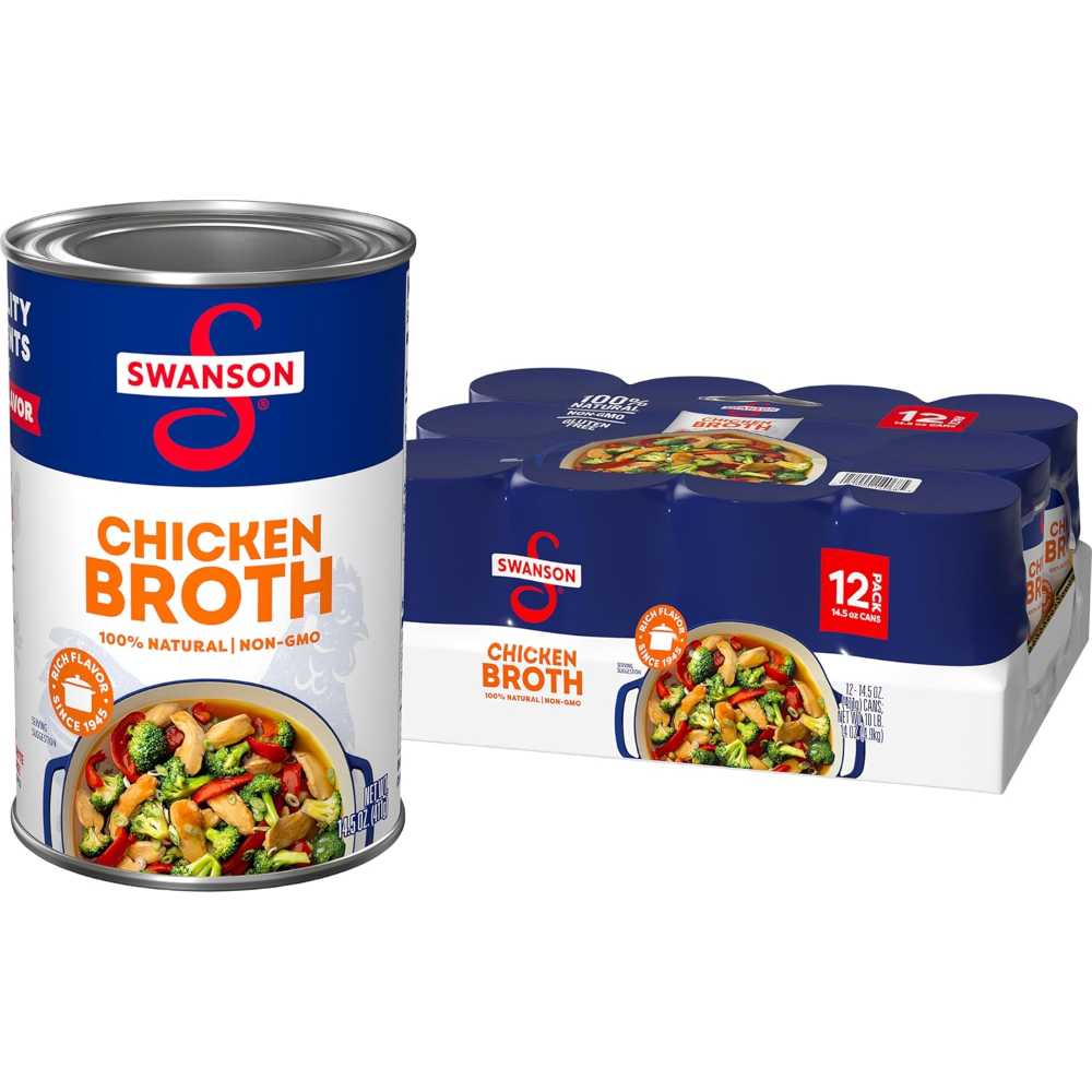 12-Pack Swanson 100% Natural Canned Chicken Broth, 14.5 oz.