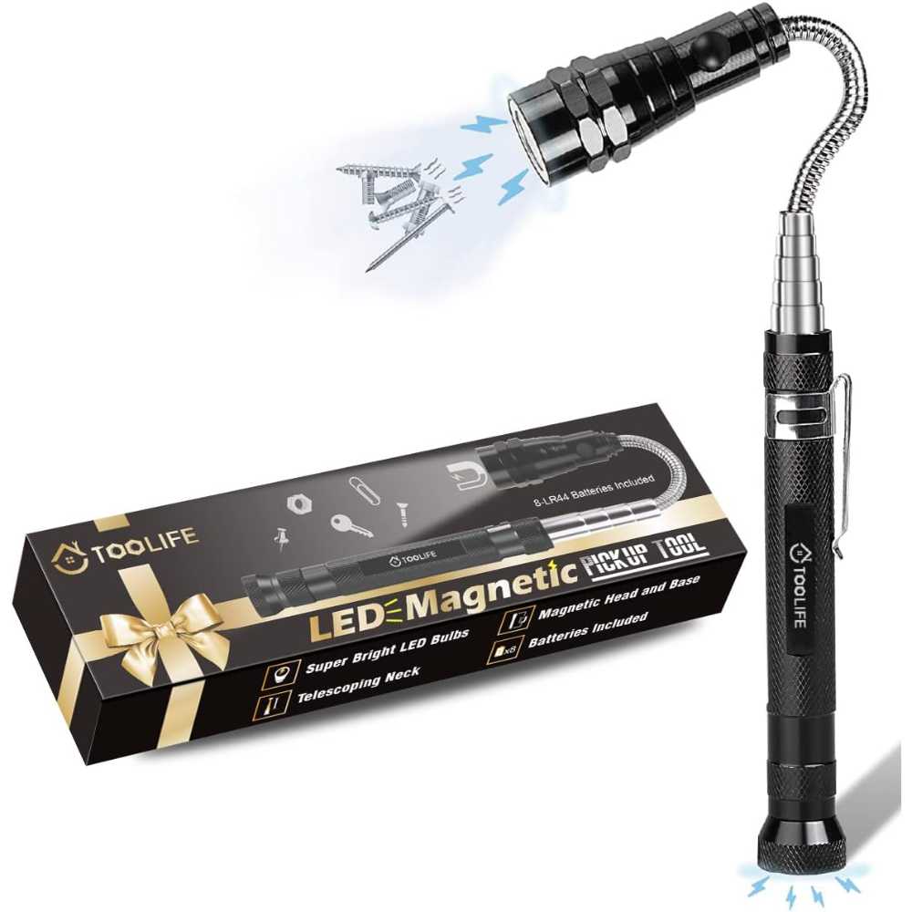 Toolife 22" Telescoping Magnetic Pickup Tool w/ LED Light