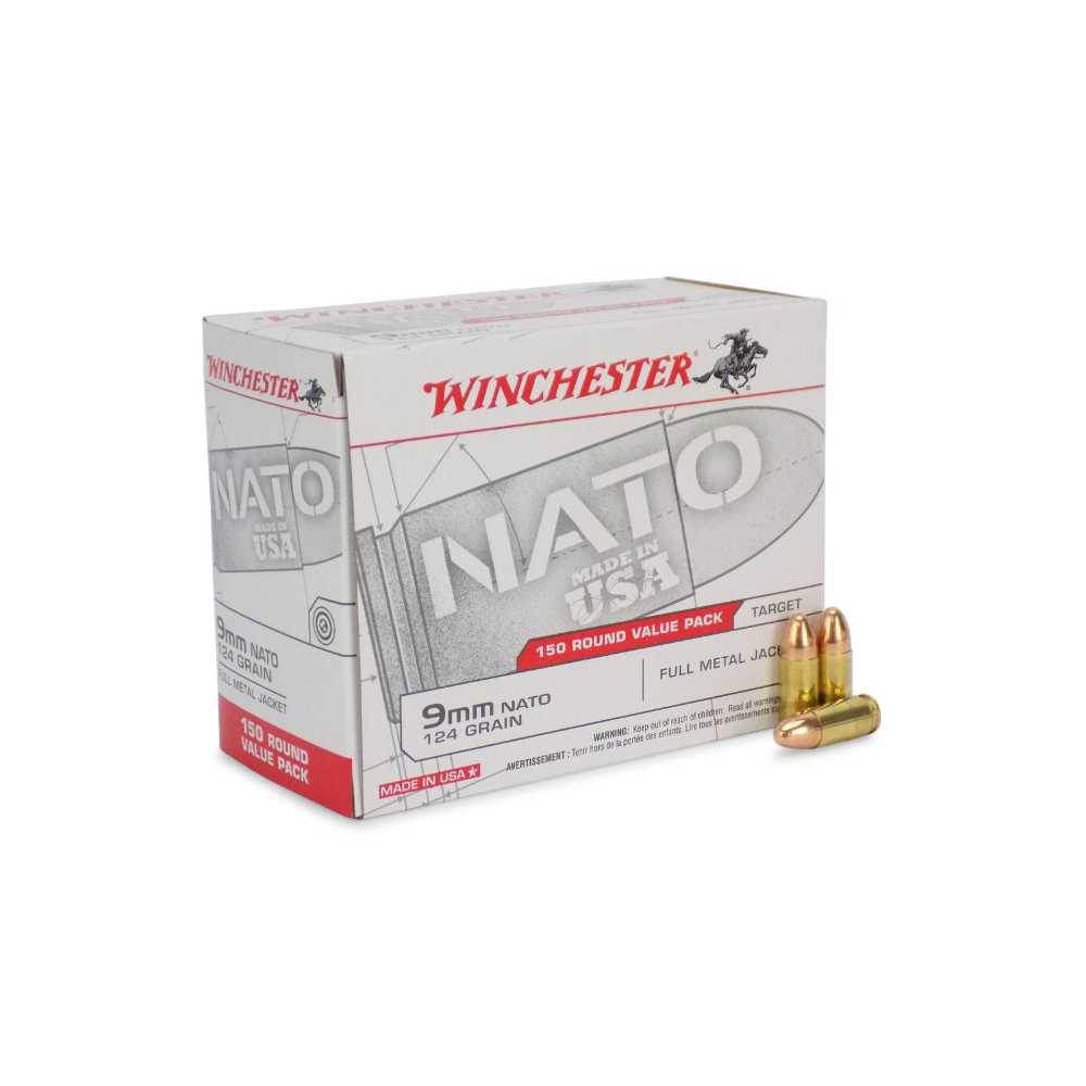 750-Rounds Winchester 9mm 124gr FMJ NATO Spec (0.22 CPR)