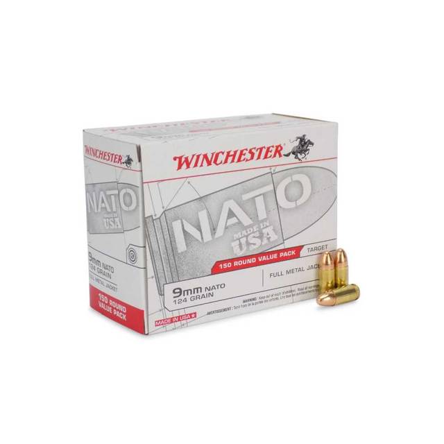750-Rounds Winchester 9mm 124gr FMJ NATO Spec (0.22 CPR)