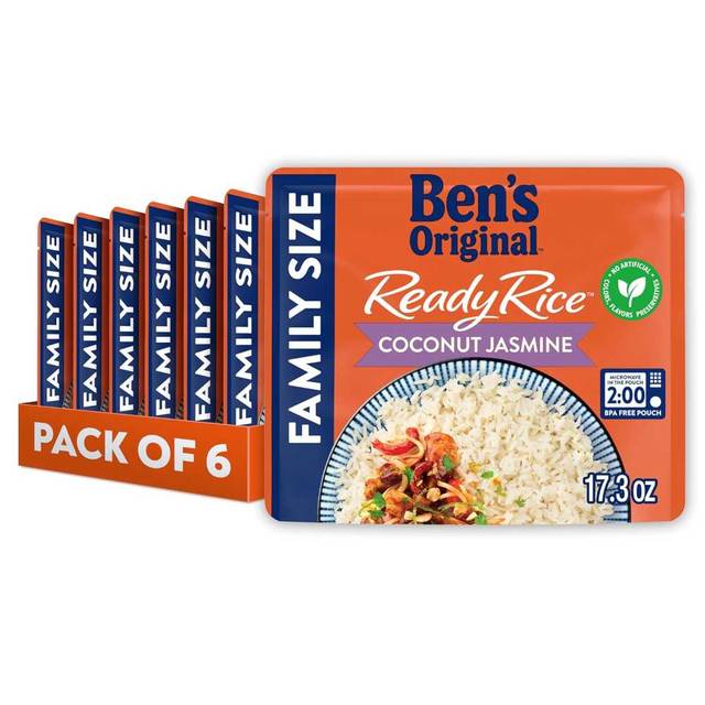 6-Pack Ben's Original Coconut Jasmine Ready Rice, Family Size 17.3 oz.