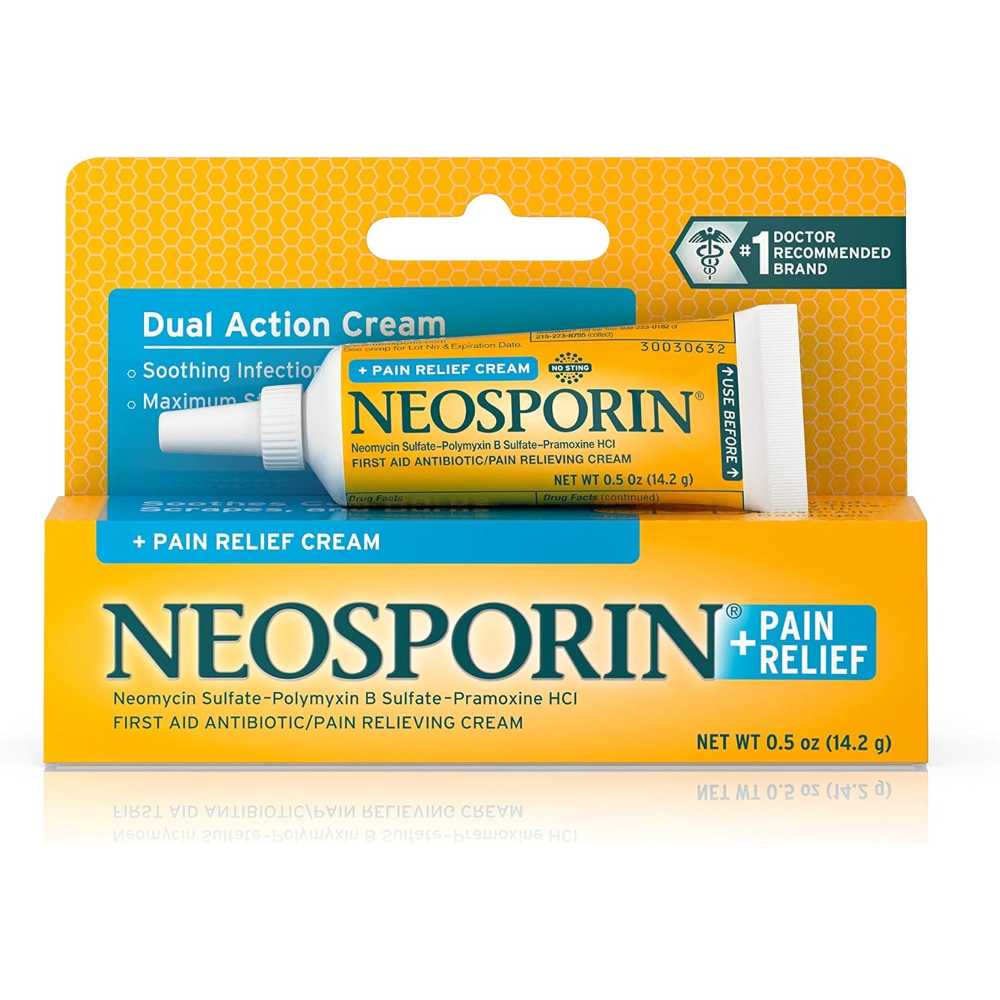Neosporin + Pain Relief Dual Action Antibiotic Cream, 0.5 oz