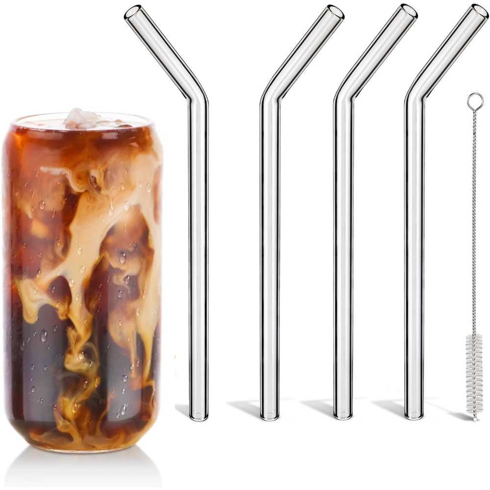 4-Pack Lifehim 9" Reusable Glass Straws