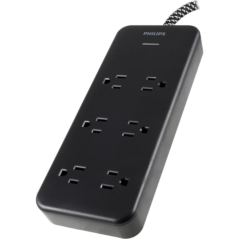 Philips EZFit 6-Outlet 1080 Joules Surge Protector w/ 8' Cord
