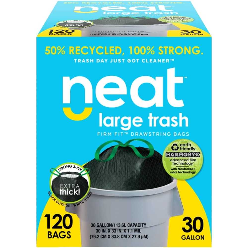 120-Pack Neat 30-Gallon Drawstring Trash Bags