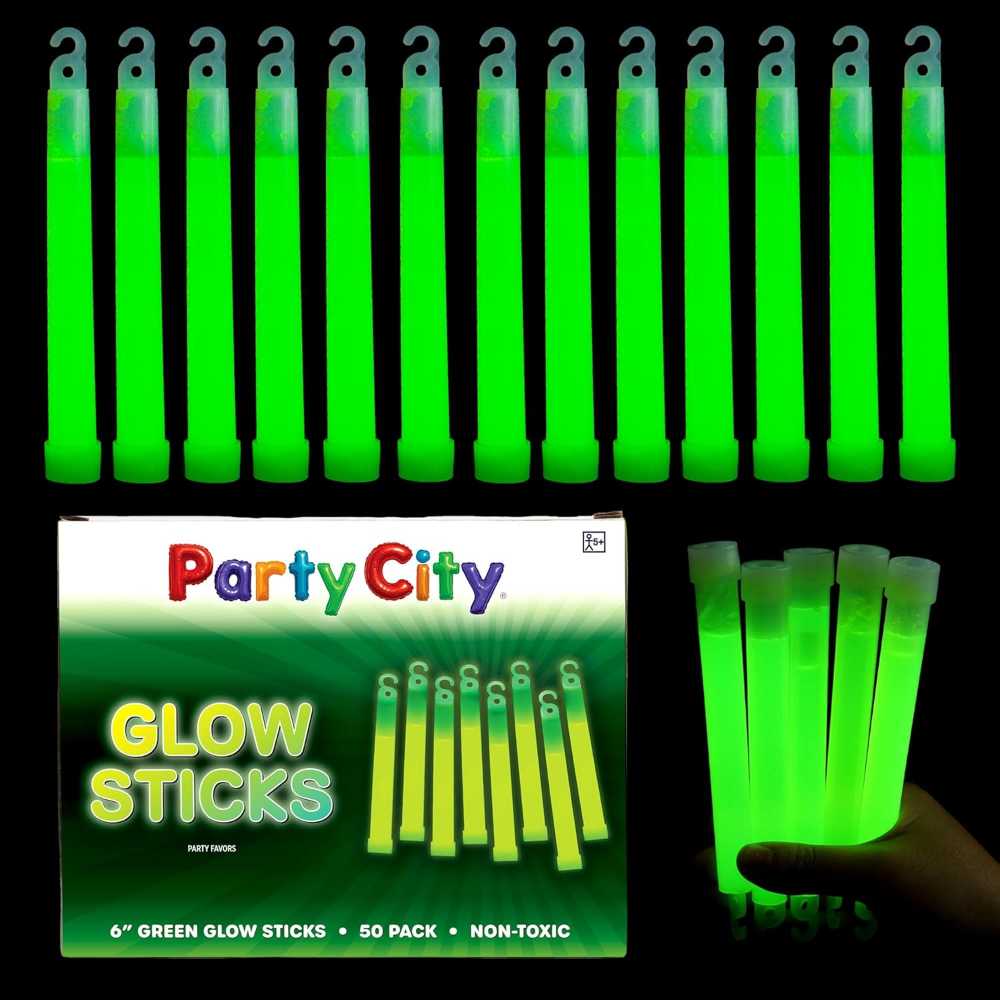 50-Pack Party City 6" Green Camping/Survival Glow Sticks