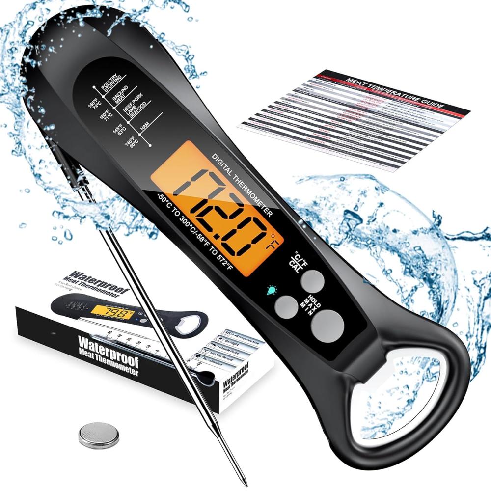 Rouuo Instant Read Meat Thermometer (Black or Red)