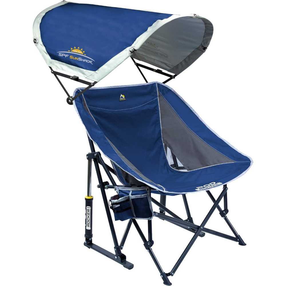 GCI Outdoor Pod Rocker Rocking Chair w/ SunShade (Royal Blue)