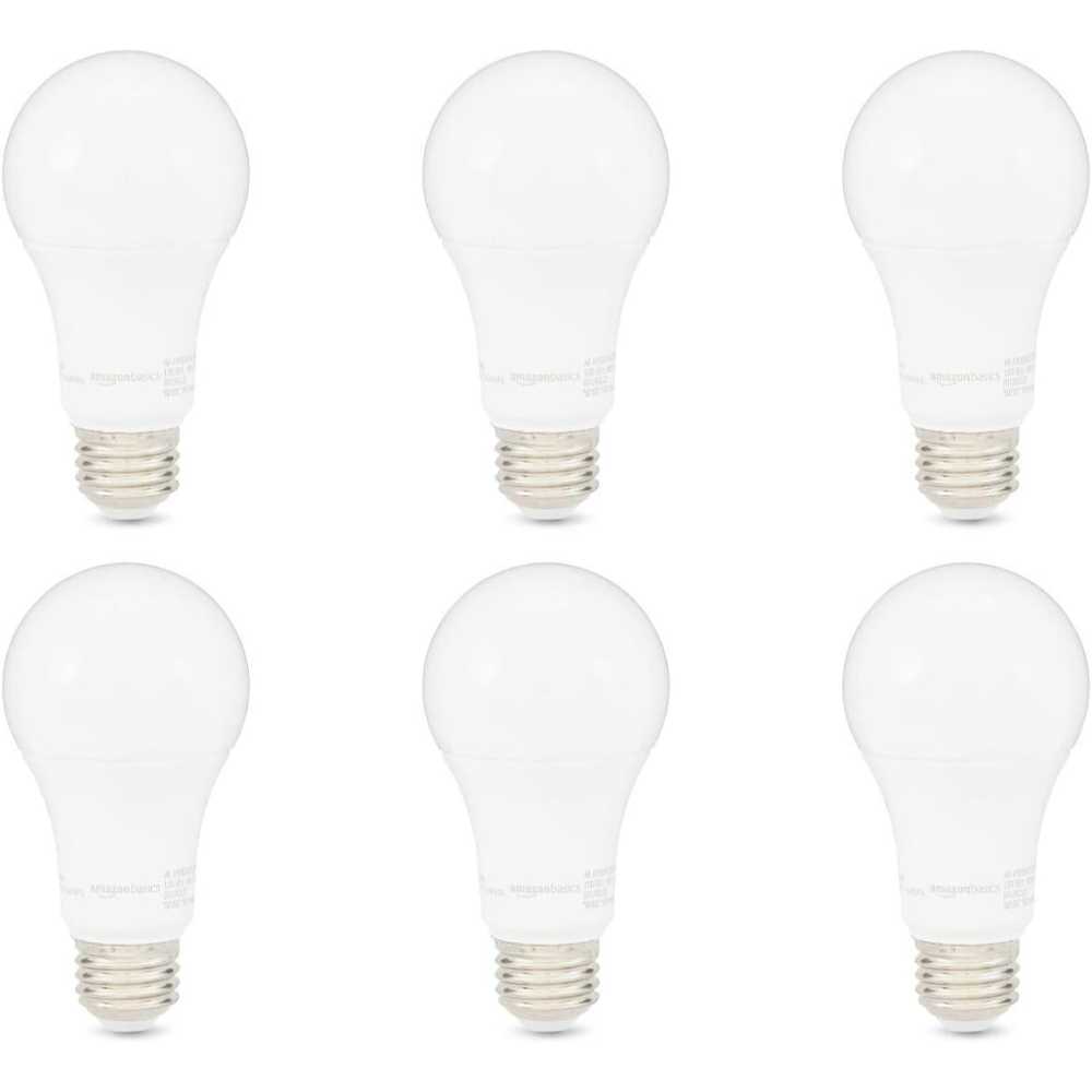 6-Pack Amazon Basics Dimmable A19 15W (100W Equivalent) LED Light Bulbs (1600 Lumens, 2700K)