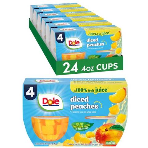 24-Pack Dole Diced Peaches Fruit Bowls, 4 oz.