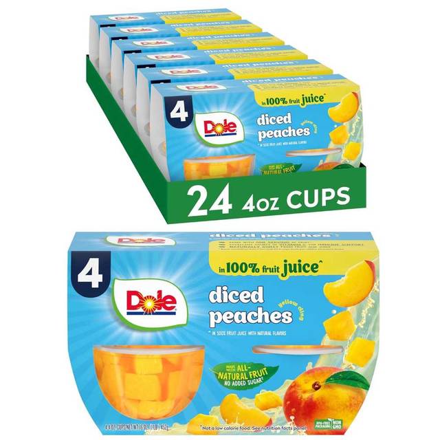 24-Pack Dole Diced Peaches Fruit Bowls, 4 oz.