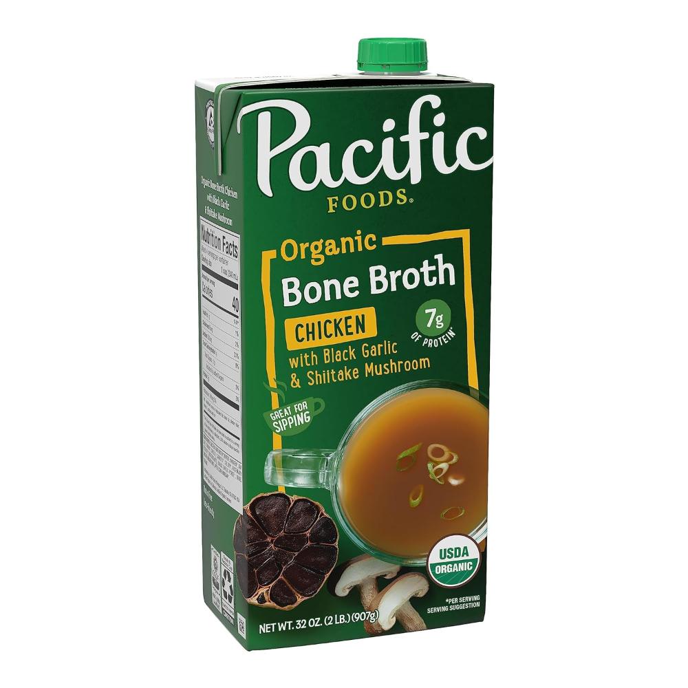 Pacific Foods Organic Chicken Bone Broth w/ Black Garlic & Shiitake Mushroom, 32 oz.