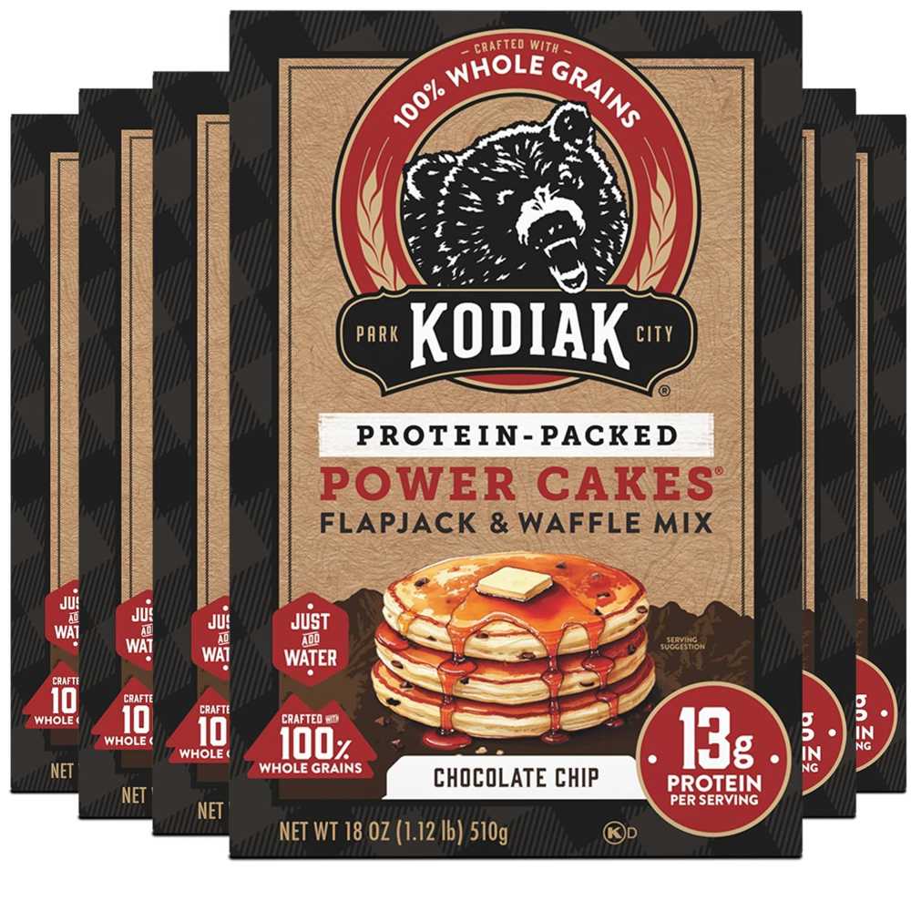 6-Pack Kodiak Cakes Protein-Packed Pancake & Waffle Mix, 18 oz. (Chocolate Chip)