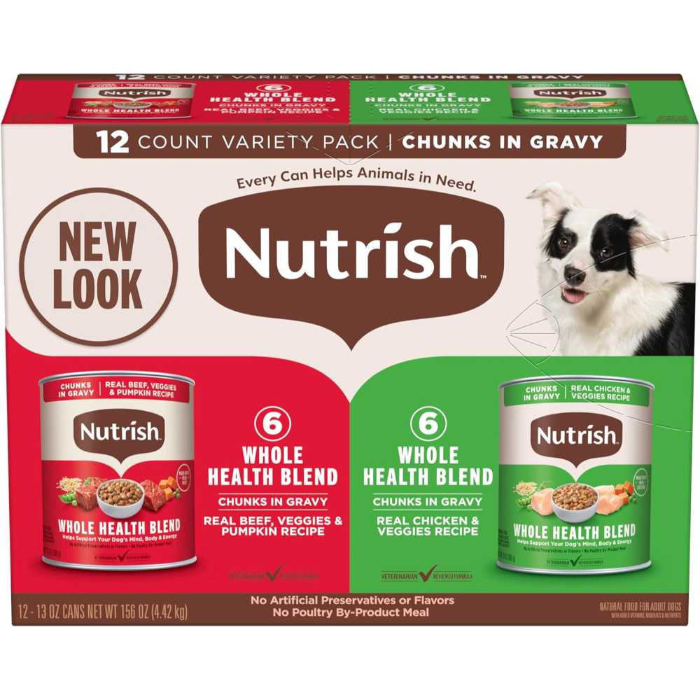 Double Coupon: 12-Pack Nutrish Canned Dog Food, 13 oz. (Chicken/Beef)