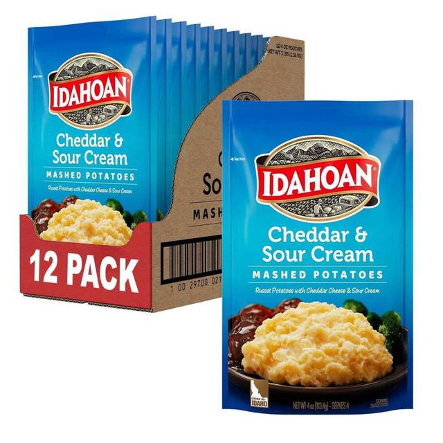 12-Pack Idahoan Cheddar & Sour Cream Mashed Potatoes, 4 oz.