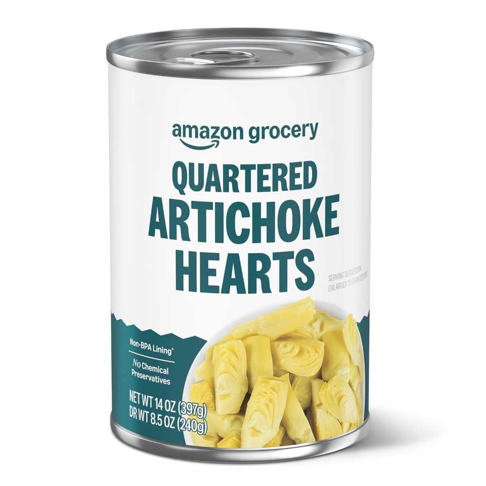 Amazon Grocery Canned Artichoke Hearts, 14 oz. (Whole or Quartered)