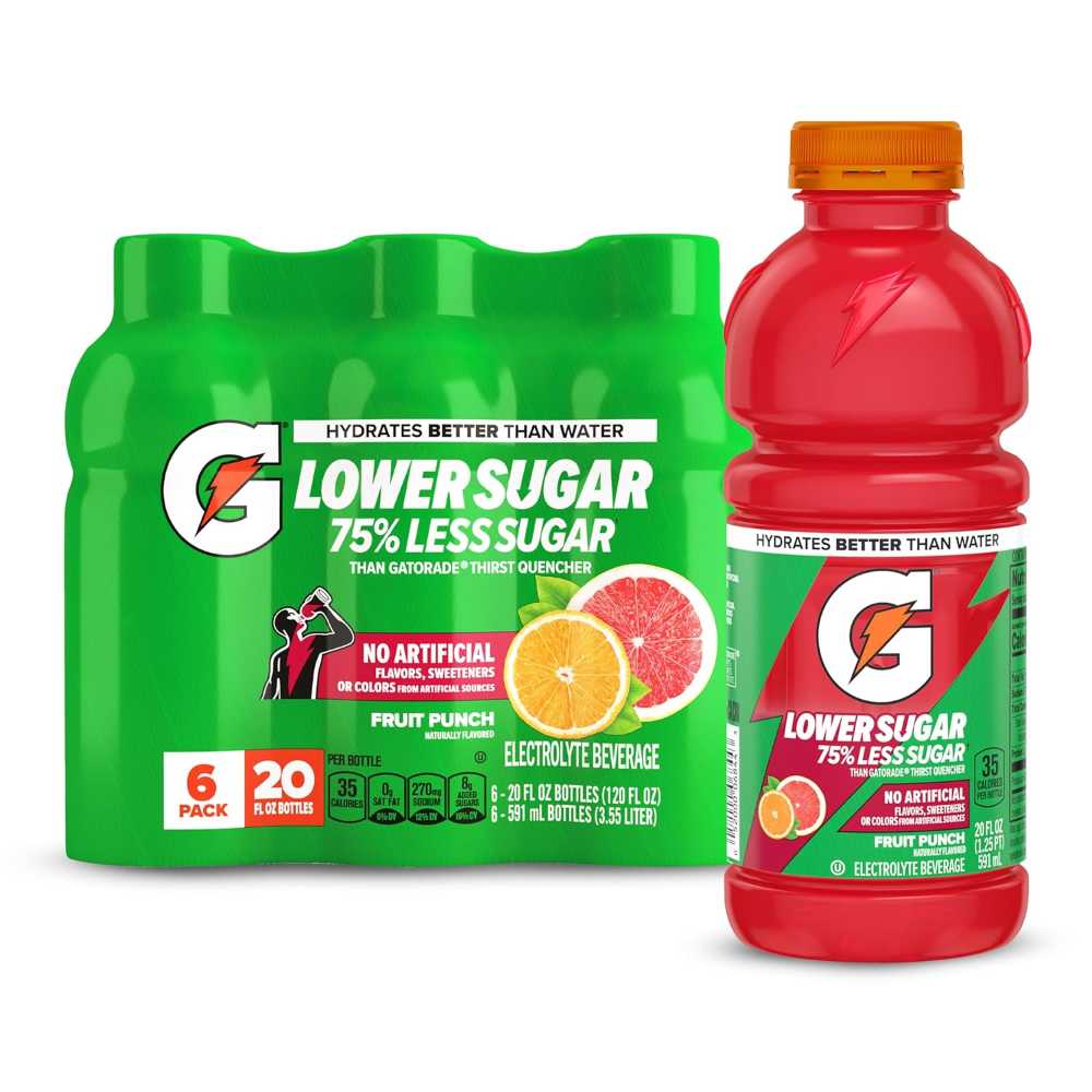6-Pack Gatorade Lower Sugar Electrolyte Drink, 20 oz. (Various Flavors)