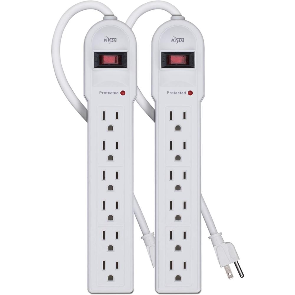 Prime Members: 2-Pack KMC 6-Outlet 900 Joules Surge Protector w/ 4' Cord