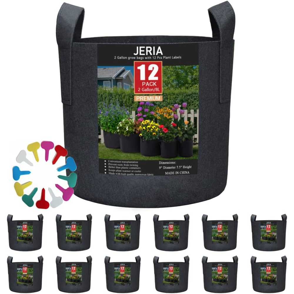 12-Pack Jeria 2-Gallon Fabric Grow Bags