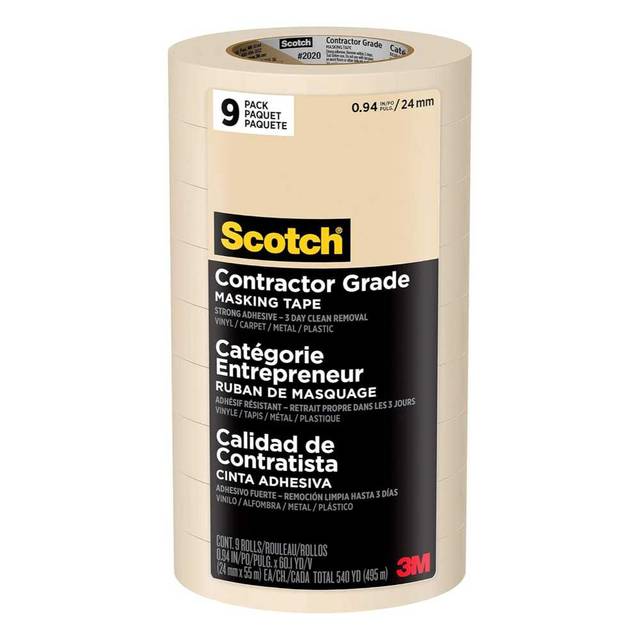 9-Pack Scotch 0.94" x 60.1 yd. Contractor-Grade Masking Tape