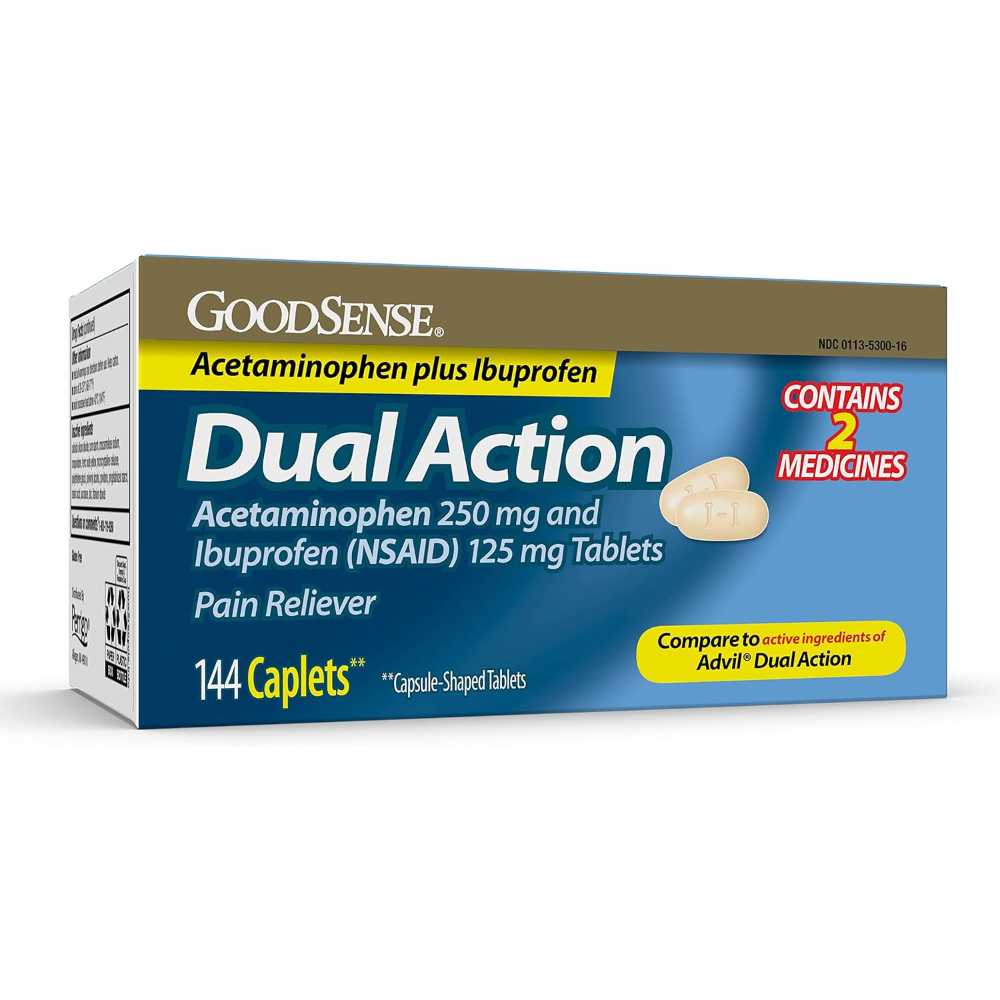 144-Pack GoodSense Dual Action Acetaminophen 250mg & Ibuprofen 125mg Tablets